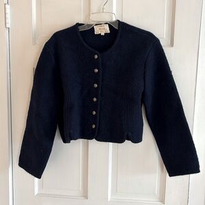 Vintage Tally-Ho navy blue boiled wool jacket